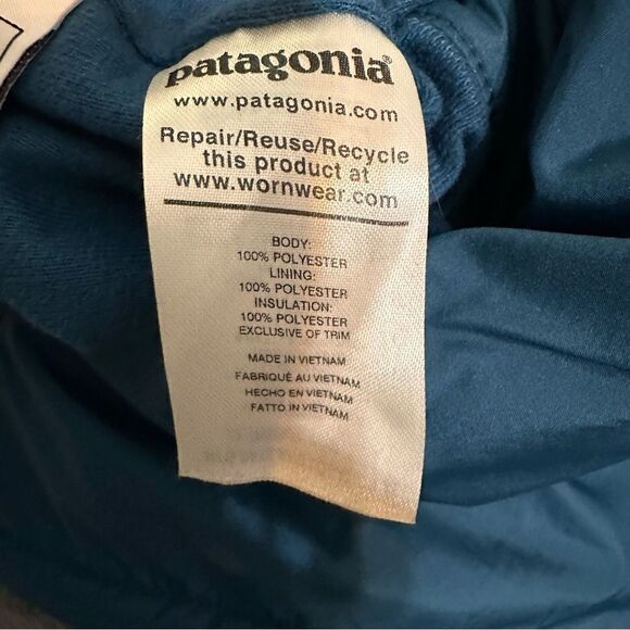 Patagonia Boys Everday Jacket Reversible Blue Teal Sherpa Lined Size 16-18 - Picture 7 of 8